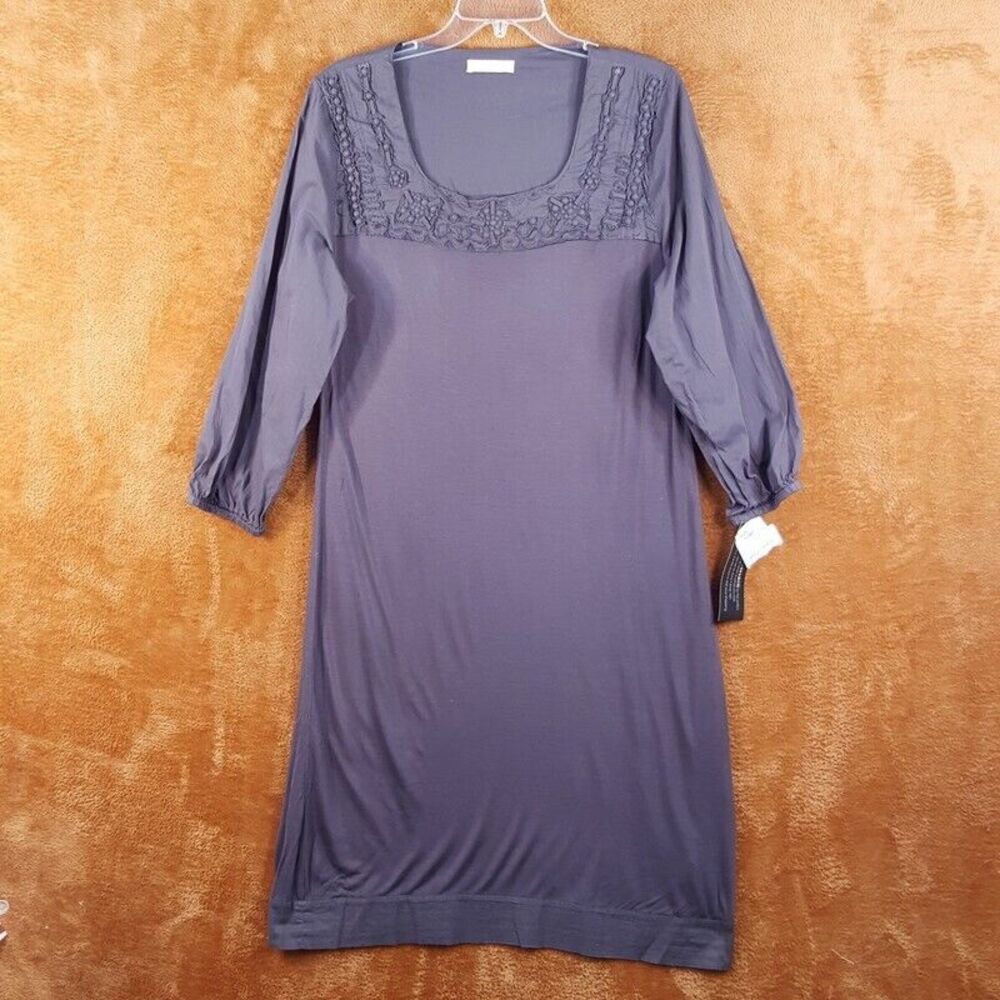 ALPHA MASSIMO REBECCHI Womens Dress Size 50 Gray Pullover Shift Midi Embroidered